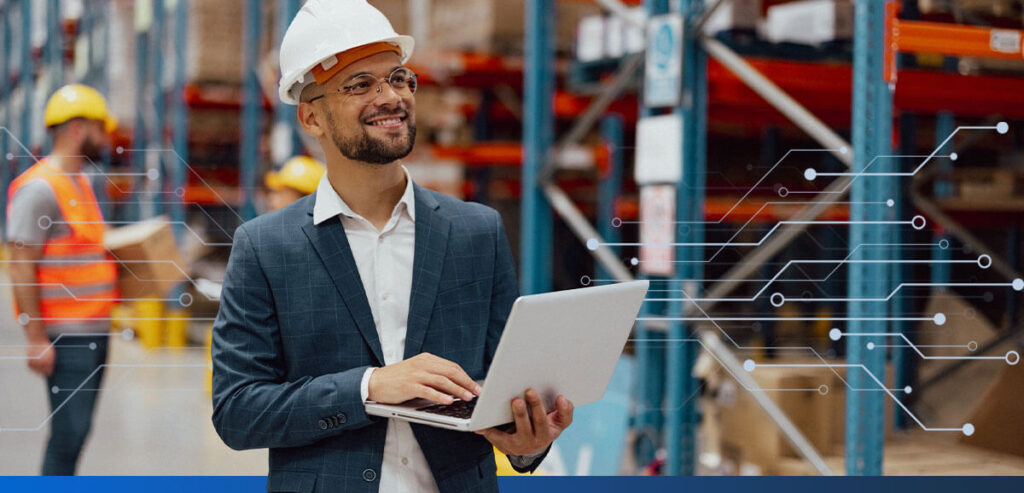 Manufacturer worker leveraging Dynamics 365 to streamline processes.