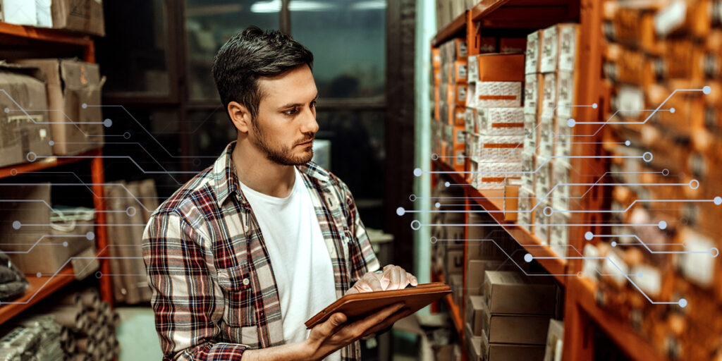 Worker conducting inventory tracking